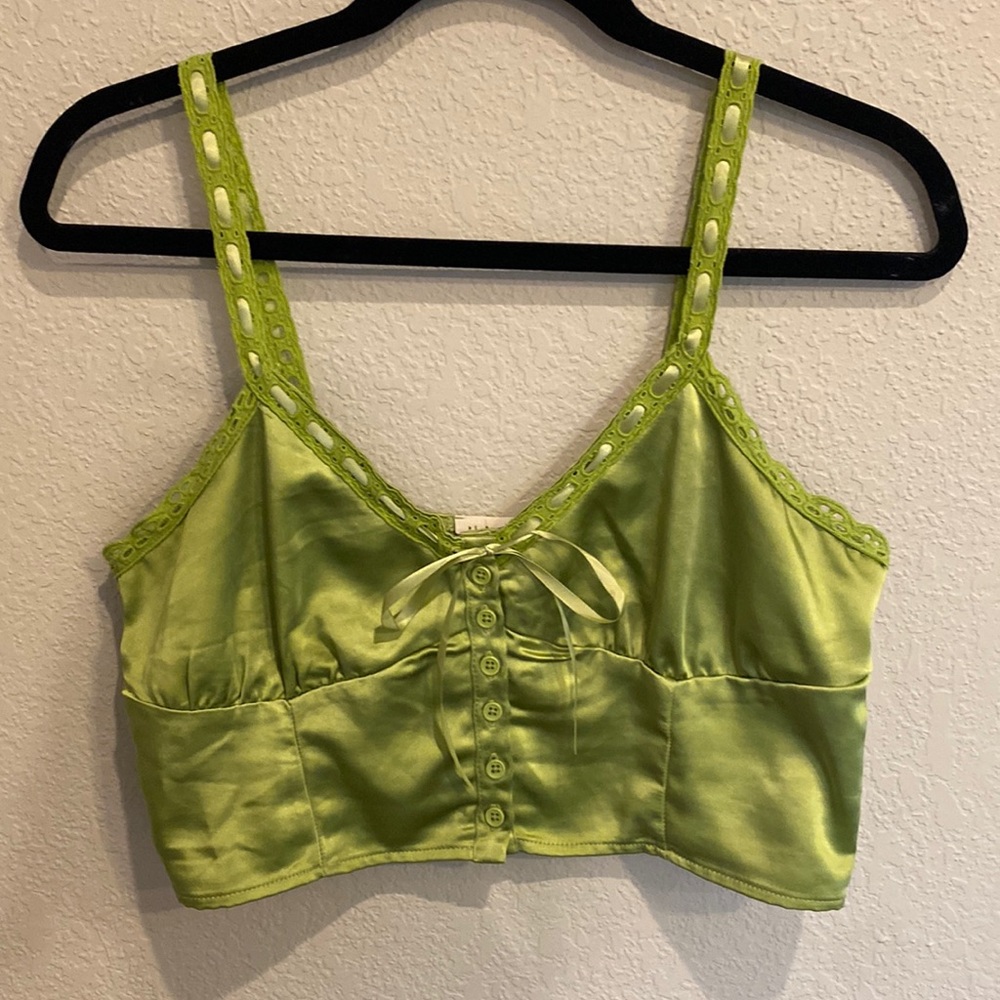 Pacsun green silk crop top